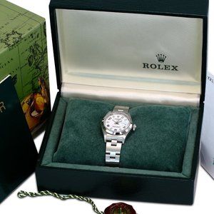 ROLEX LADY DATEJUST WHITE DIAL SMOOTH BEZEL 26MM WATCH REF# 69160 W/BOX & PAPERS